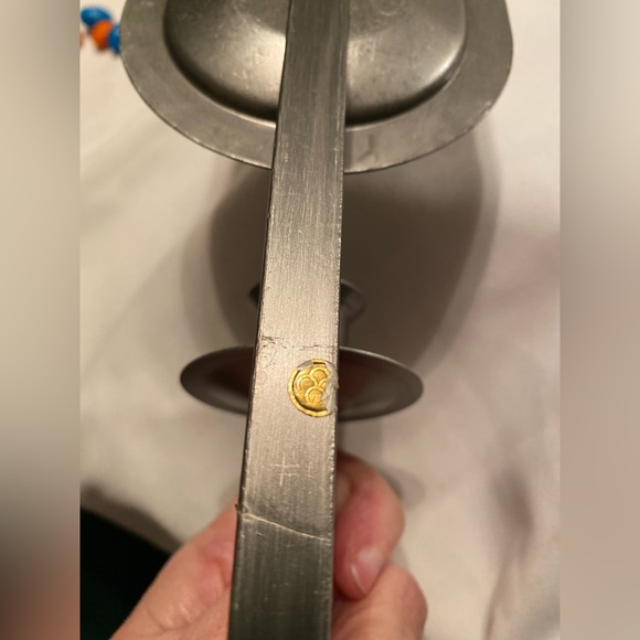 Vintage Pair of Single Taper Pewter Wall Sconces - Picture 6 of 6